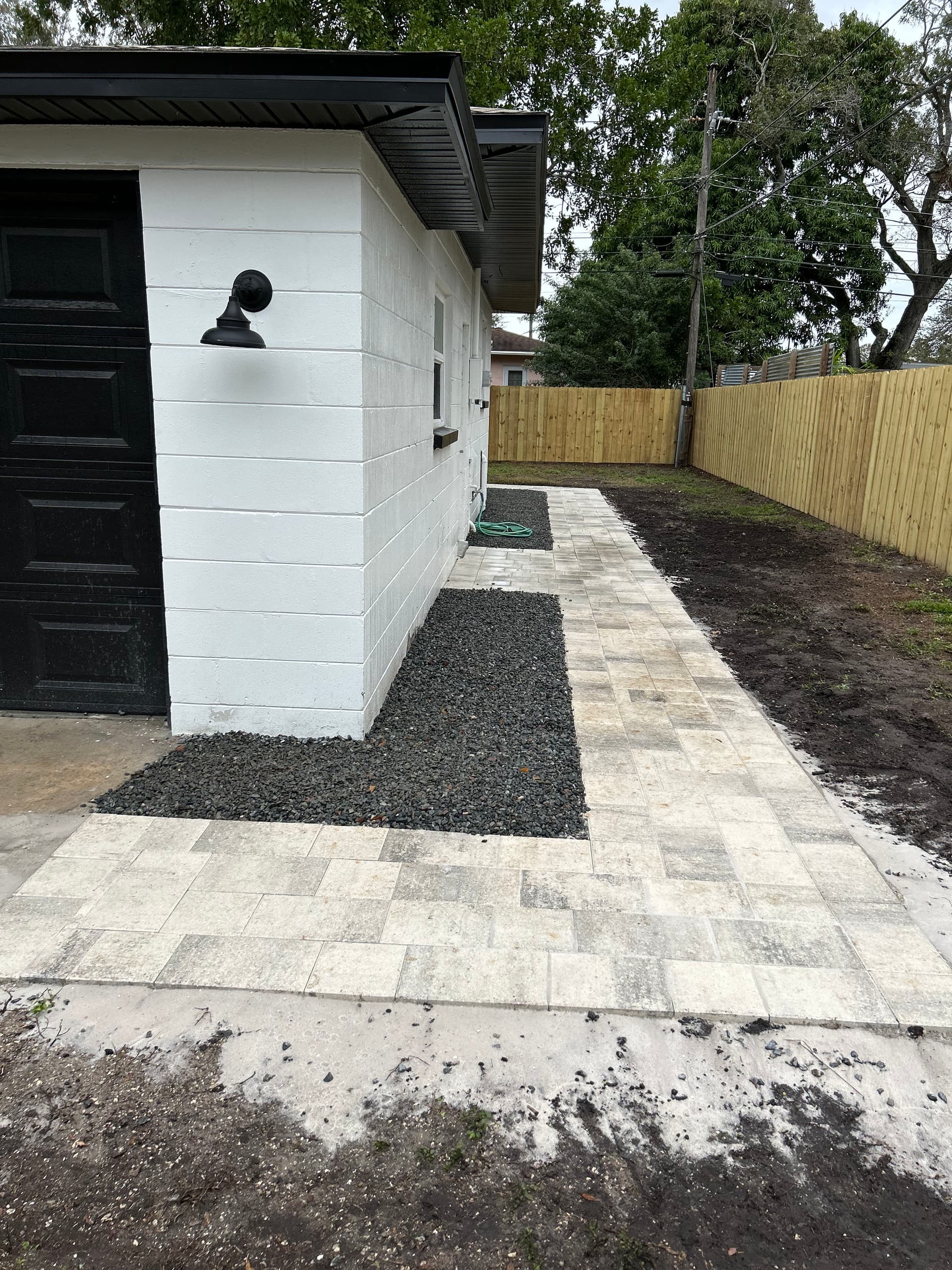 New Paver Pathway and Wood Fence Installation
